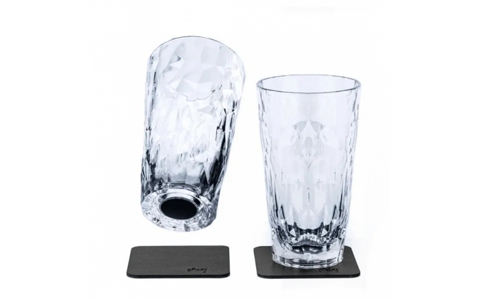 Silwy Magnetic Plastic Longdrink Glasses With Nano-gel Coasters - Set Of 2