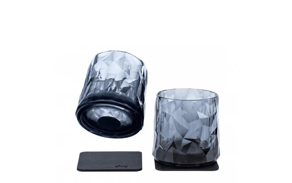 Silwy Magnetic Plastic Tumbler Glasses With Nano-gel Coasters - Set Of 2