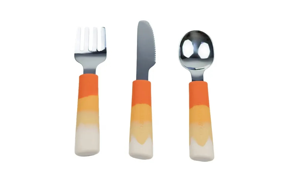 3 Piece Cutlery Set For Kids And Toddlers - Orange