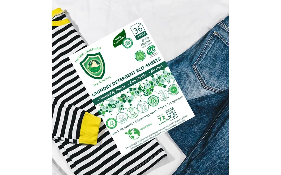 36 Ct. Up To 72 Loads Ultra Concentrated Chemical-free - Laundry Detergent Eco-sheets Unscented & Naturally Scented Opti