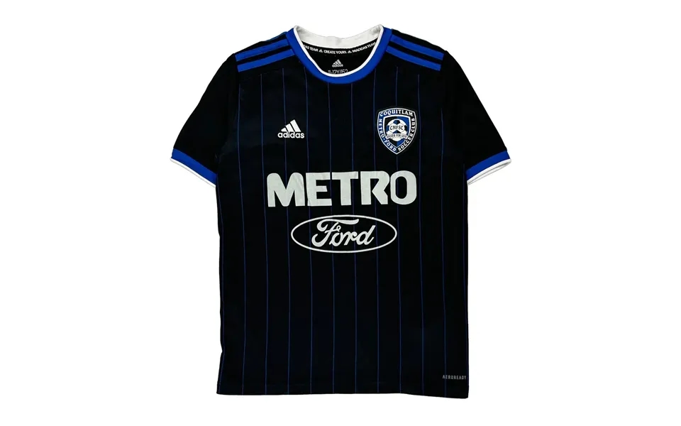 Age 11-12 Coquitlam Metro-ford Soccer Club Adidas Football Shirt - Medium Black Polyester