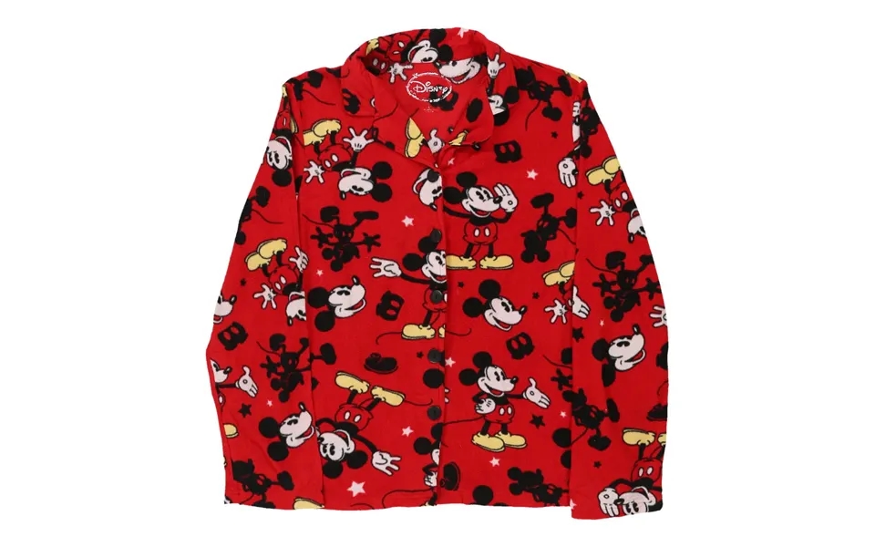 Age 12-14 Mickey Mouse Pyjama Top Disney Cartoon Fleece - Large Red Polyester