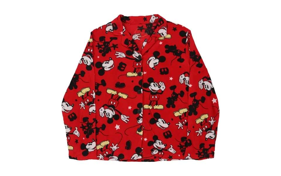 Age 12-14 Mickey Mouse Pyjama Top Disney Cartoon Fleece - Large Red Polyester