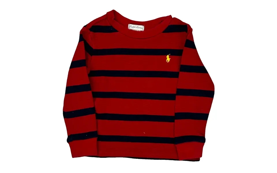 Age 18 Months Ralph Lauren Striped Long Sleeve T-shirt - 2xs Red Cotton