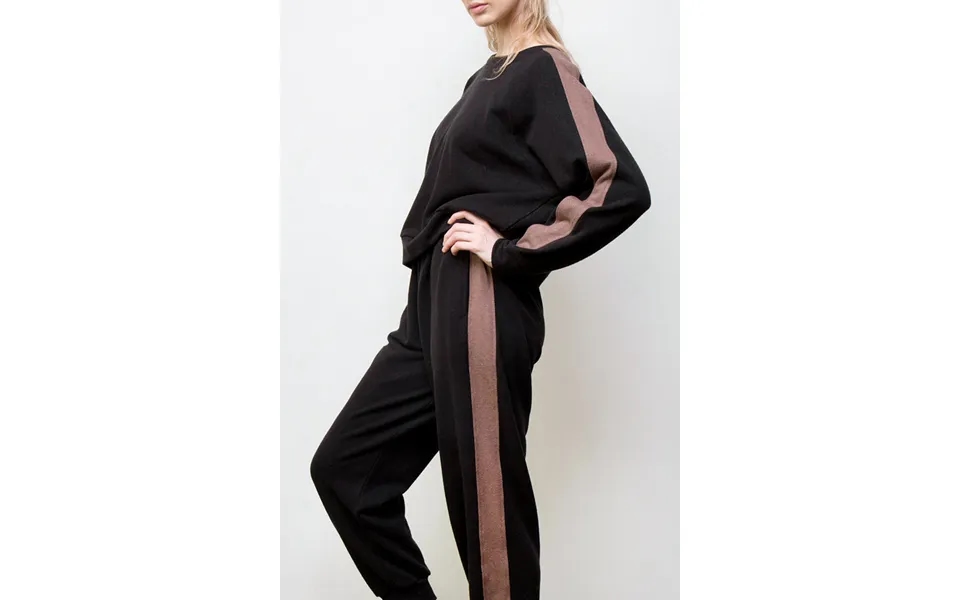 Annie Track Suit - Black W Mocha Stripe Size Large