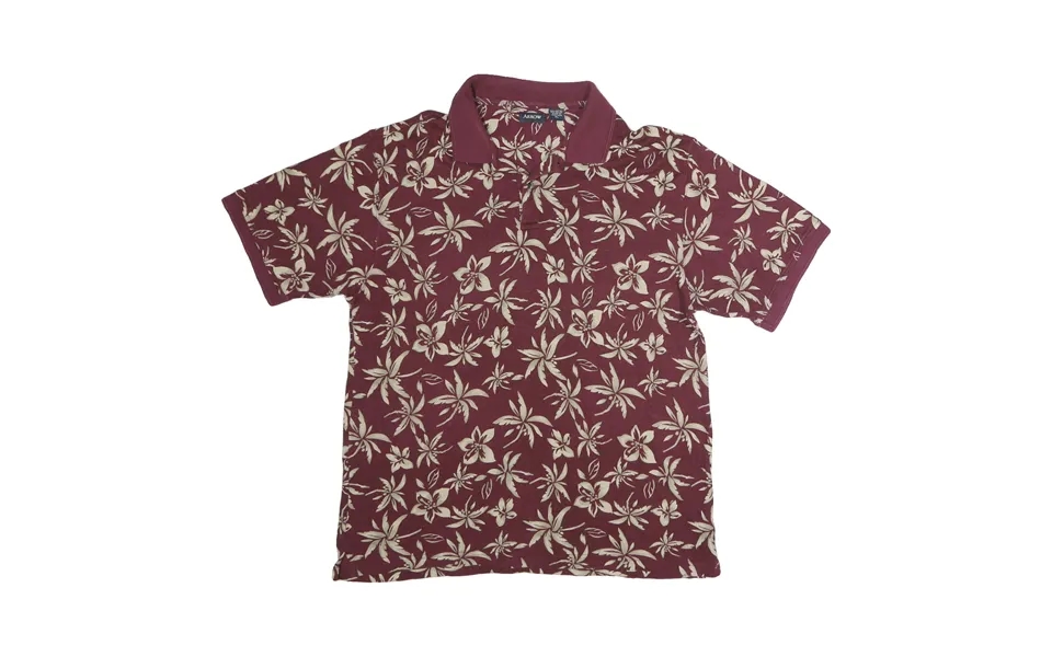Arrow Mens Maroon & Cream Floral Short Sleeve Polo Shirt Xl Cotton Casual
