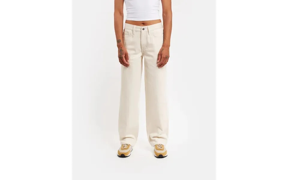 Baggy Fit Jeans In Natural Thread Color Navy Waist Rise Low Hem Length Cropped