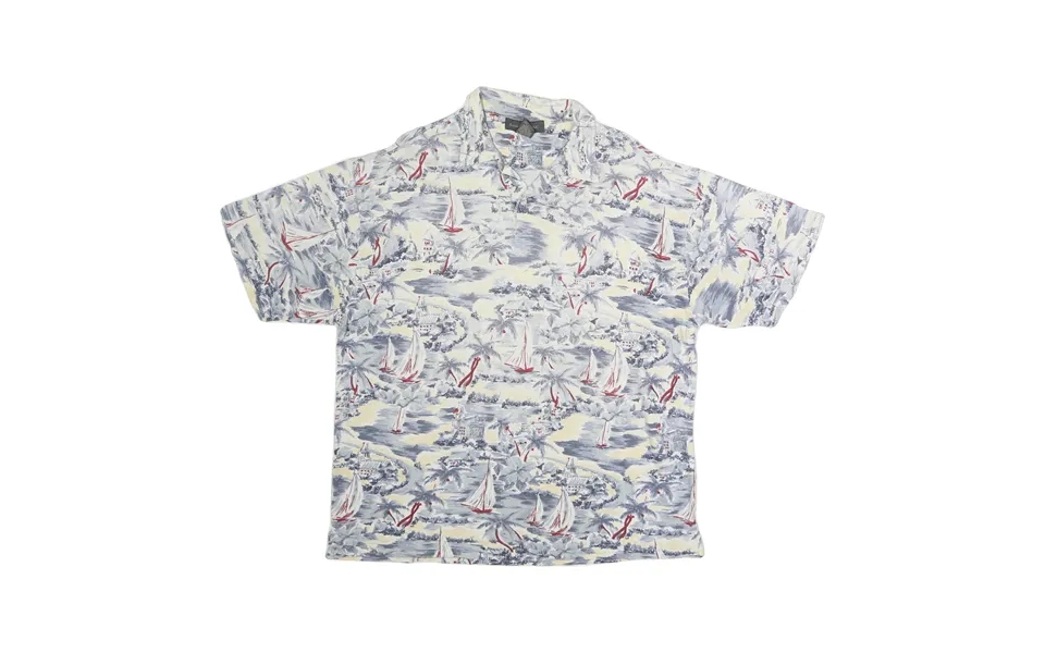 Banana Republic Mens White & Blue Sailing Print Short Sleeve Polo Shirt L Casual