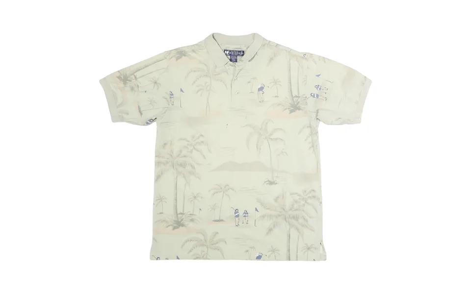 Big Dog Mens Cream Golf Print Short Sleeve Polo Shirt M Cotton Casual