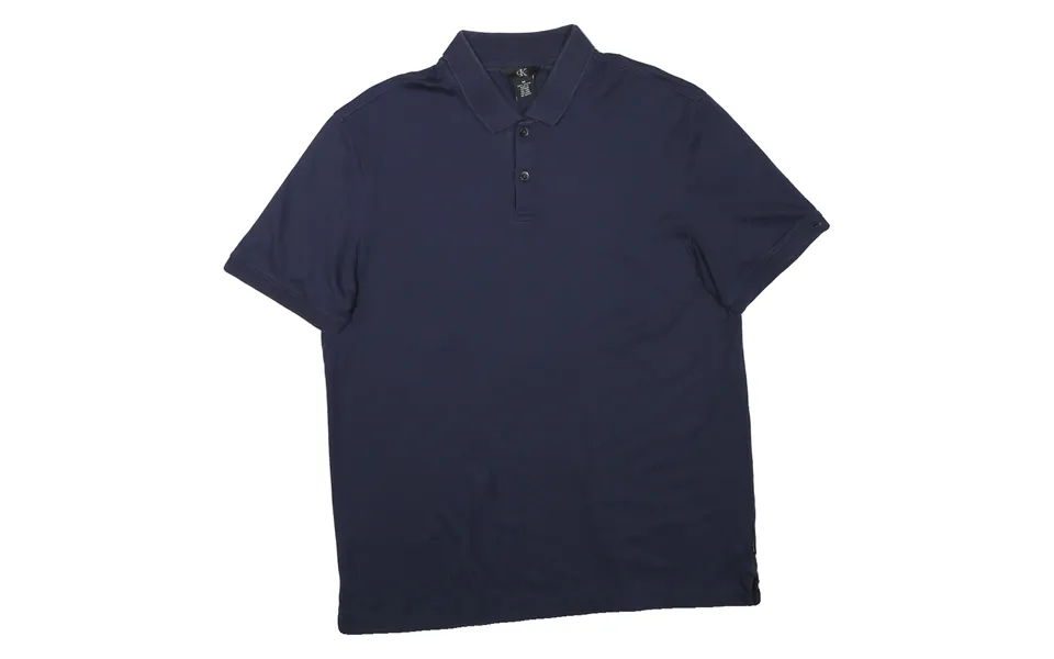 Calvin Klein Mens Blue Short Sleeve Plain M Cotton Blend Polo Shirt
