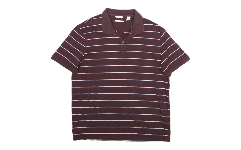 Calvin Klein Mens Maroon & White Striped Short Sleeve Polo Shirt L Cotton Casual