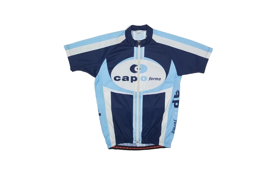 Capo Forma Full Zip Cycling Shirt Jersey Blue Short Sleeve Mens L