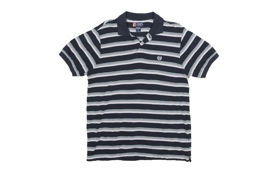 Chaps Mens Blue White & Green Stripe Short Sleeve Polo Shirt M Classic Cotton
