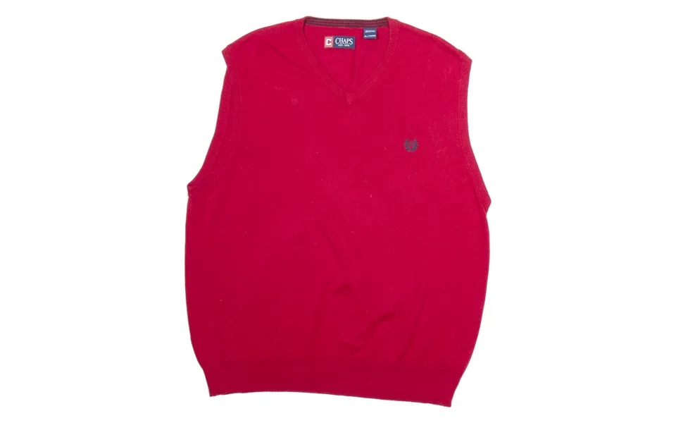 Chaps Mens Jumper Red V-neck Tight Knit Sleeveless Xl