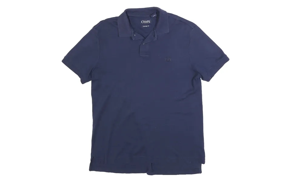 Chaps Mens Navy Blue Short Sleeve Plain M Cotton Blend Polo Shirt Custom Fit