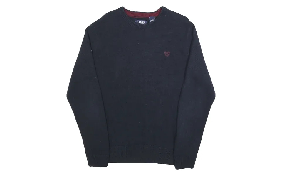 Chaps Mens Navy Plain Cotton Crew Neck Basic Knit Jumper M Classic Style