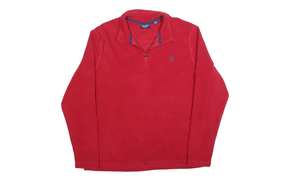 Chaps Mens Red Jumper Plain Half Zip Pullover Polyester Blend Xl Casual Warm