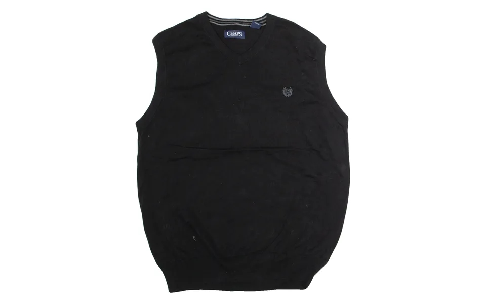 Chaps Mens Vest Black V-neck Tight Knit Sleeveless M