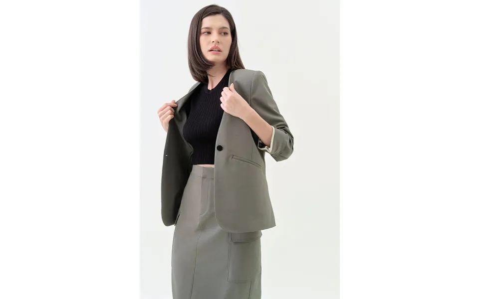 Collarless Relaxed Blazer - Sencha Size S