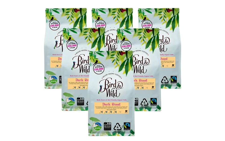 Dark Roast Espresso Fairtrade Organic Coffee - 6x200g Grind Whole Bean