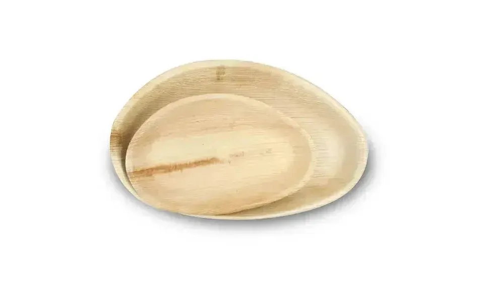 Dtocs Bamboo Look Compostable Palm Leaf Plate Dinnerware Oval Combo 50 Pcs 10x6 Inch 25 Pcs & 5x7 Inch 25 Pcs Size 50 Pc