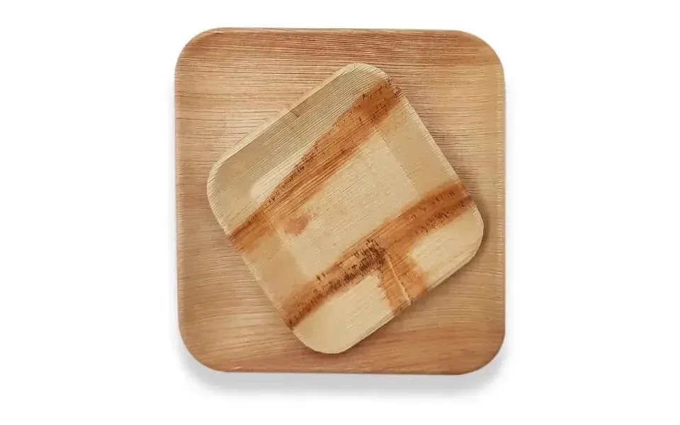 Dtocs Bamboo Look Compostable Palm Leaf Plate Dinnerware Square Combo 50 Pcs 10 Inch Dinner Plates 25 & 7 Inch Dessert P