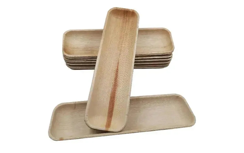 Dtocs Palm Leaf Disposable Sushi - Bbq Platter Tray 13 X4 Pack 25 Bamboo Look Party Platters