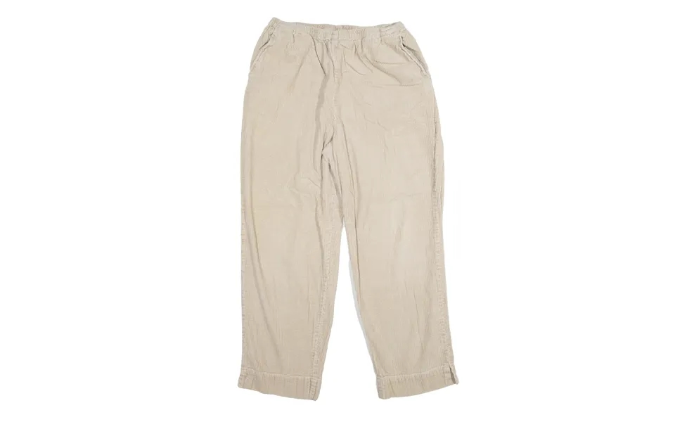 Elasticated Waist Corduroy Trousers Cream Relaxed Tapered Womens W26 L26