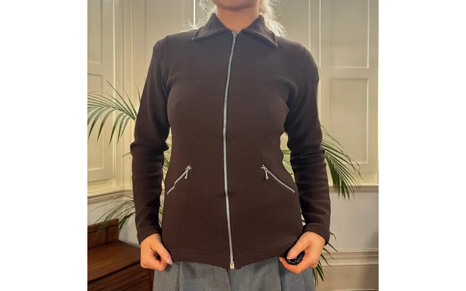 Euforia Collared Zip Up - Medium Brown Nylon