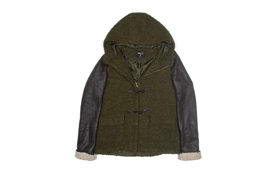 Fb Sister Faux Suede Sleeves Duffle Coat Green Womens M