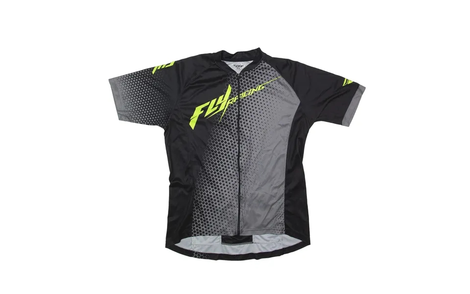Fly Racing Full Zip Cycling Shirt Jersey Black Short Sleeve Mens M