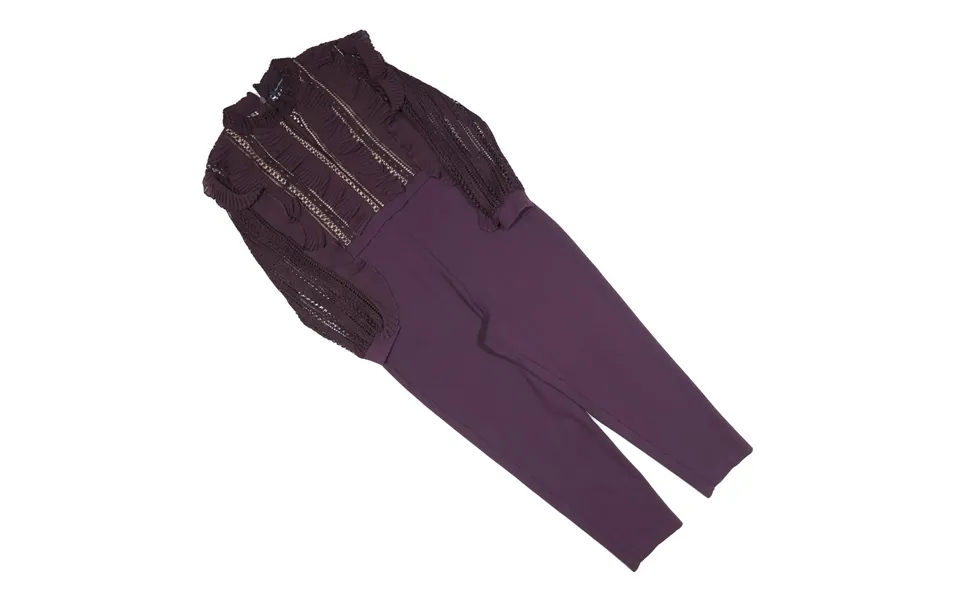 French Connection Womens Purple Playsuit Polyester Blend Uk 16 Lace Sleeve