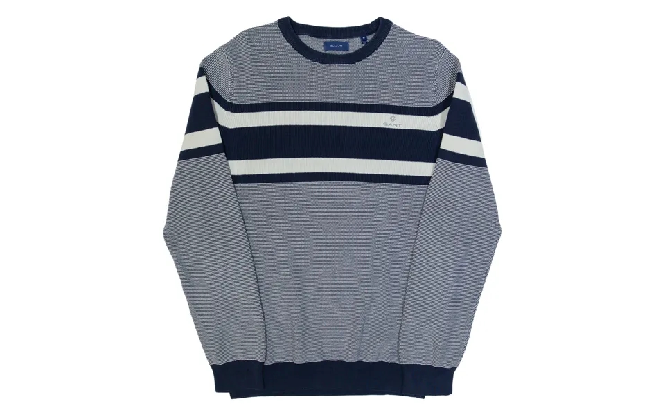 Gant Mens Patterned Jumper Blue Striped Tight Knit M
