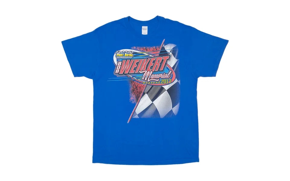 Gildan Bob Weikert Port Royal Speedway Racing T-shirt Blue Short Sleeve Mens L