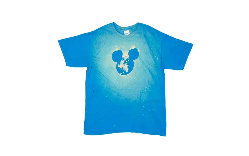 Gildan Customised Bleach Dye Mickey Mouse T-shirt Blue Short Sleeve Mens M