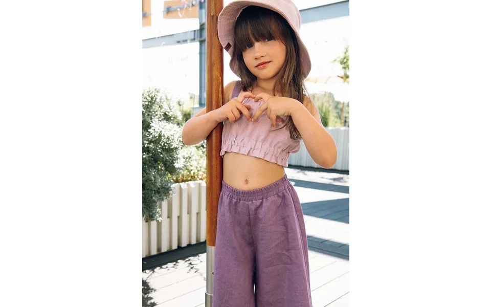 Girl's Crop Linen Top - Lilac Size 1-2 Years