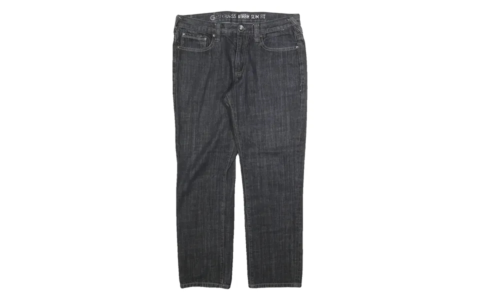 Guess Mens Slim Fit Black Denim Cotton Light Wash Straight Jeans W33 L28 Zip