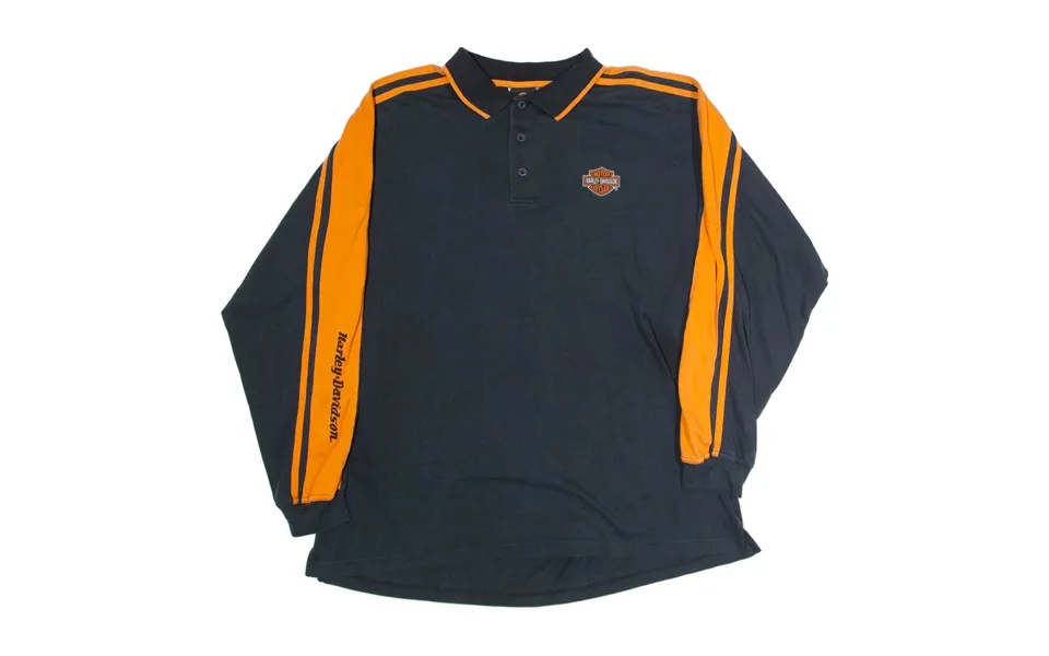Harley Davidson Mens Polo Shirt Black Long Sleeve Xl