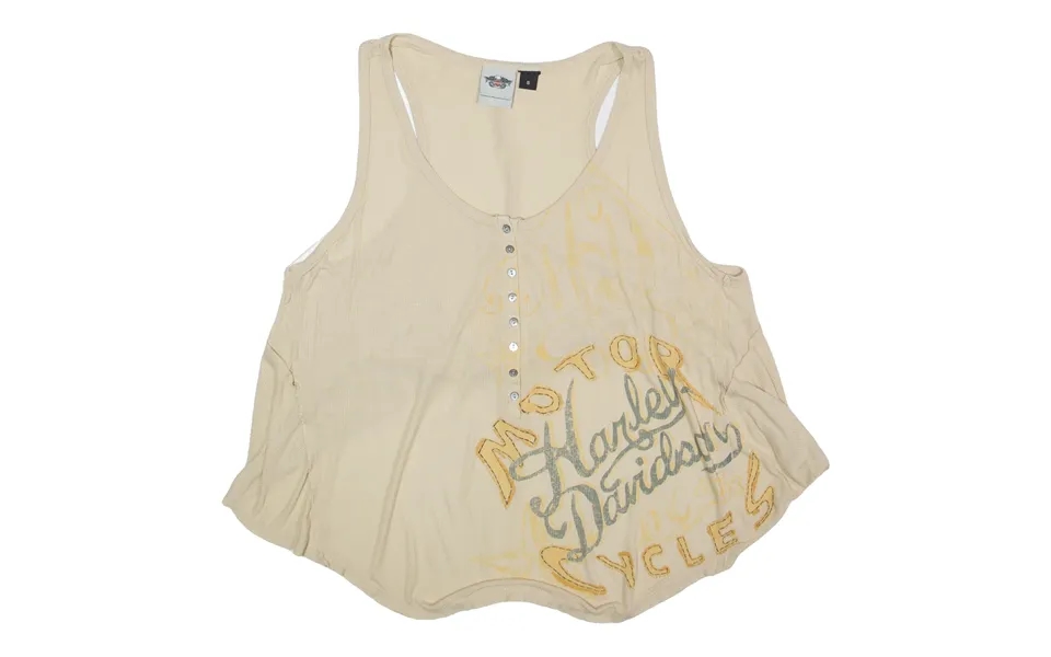 Harley Davidson Ribbed Biker Vest Beige Sleeveless Womens S