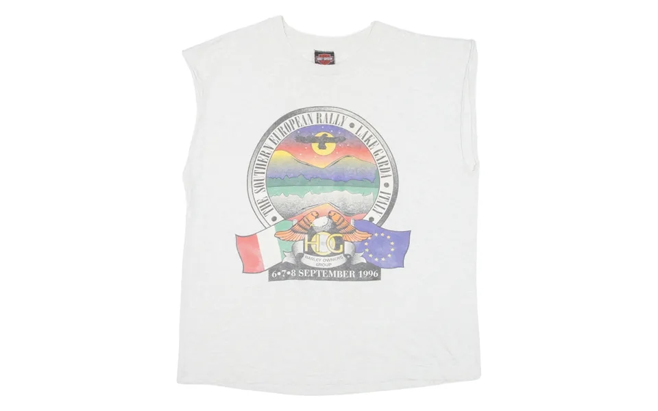 Harley Davidson Southern European Rally Italy 1996 Mens Vest Grey Sleeveless 90s Xl