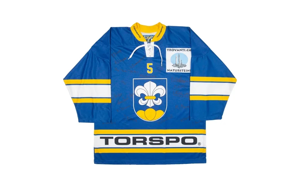 Ice Hockey Signed Mens Jersey Blue 3 4 Sleeve V-neck Xl