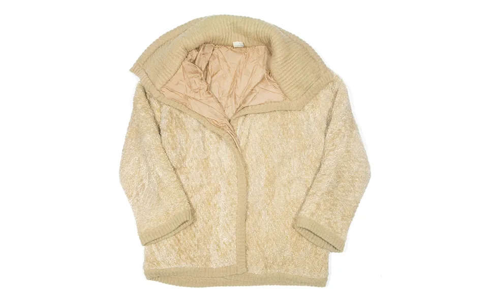 Imi Mohair Blend Faux Fur Jacket Beige Womens L