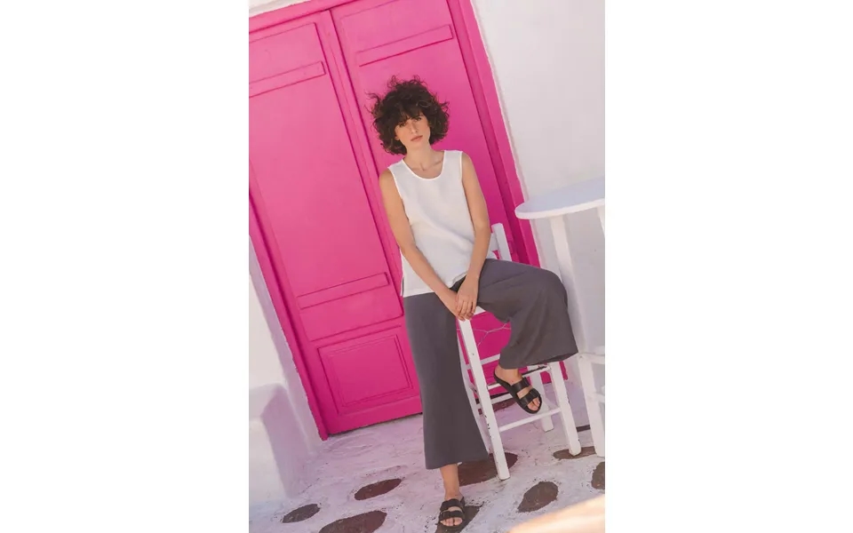 Isabella Wide Linen Pants In Charcoal Size Xs