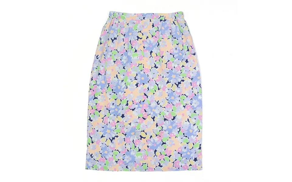 Jean Biolay Pencil Skirt Blue 90s Floral Midi Womens Xs