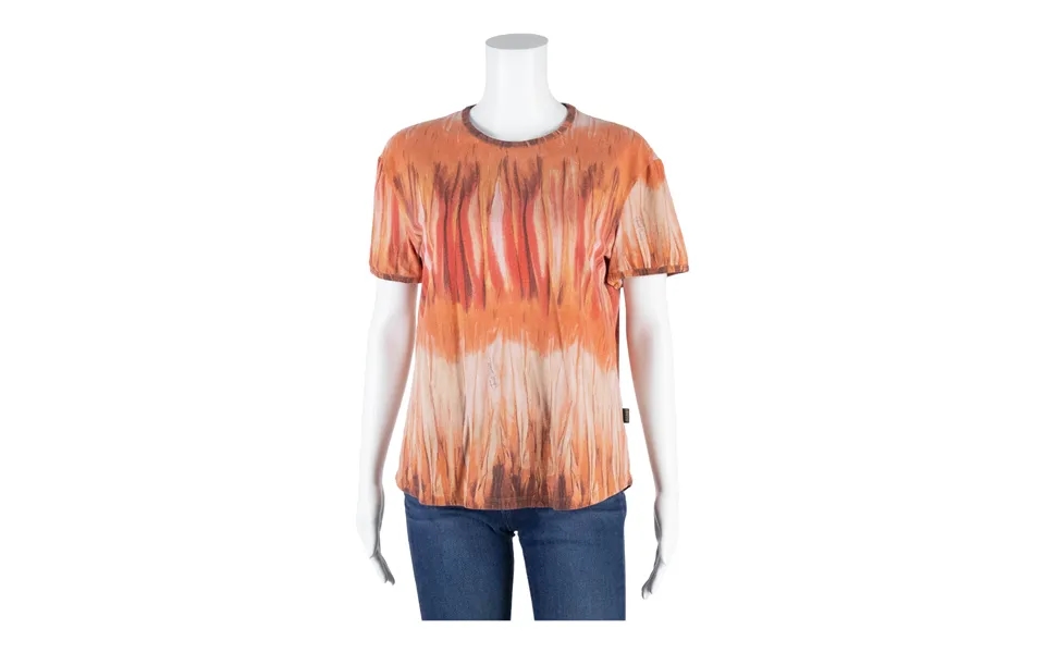 Just Cavalli Top Orange Crazy Pattern Short Sleeve Womens L