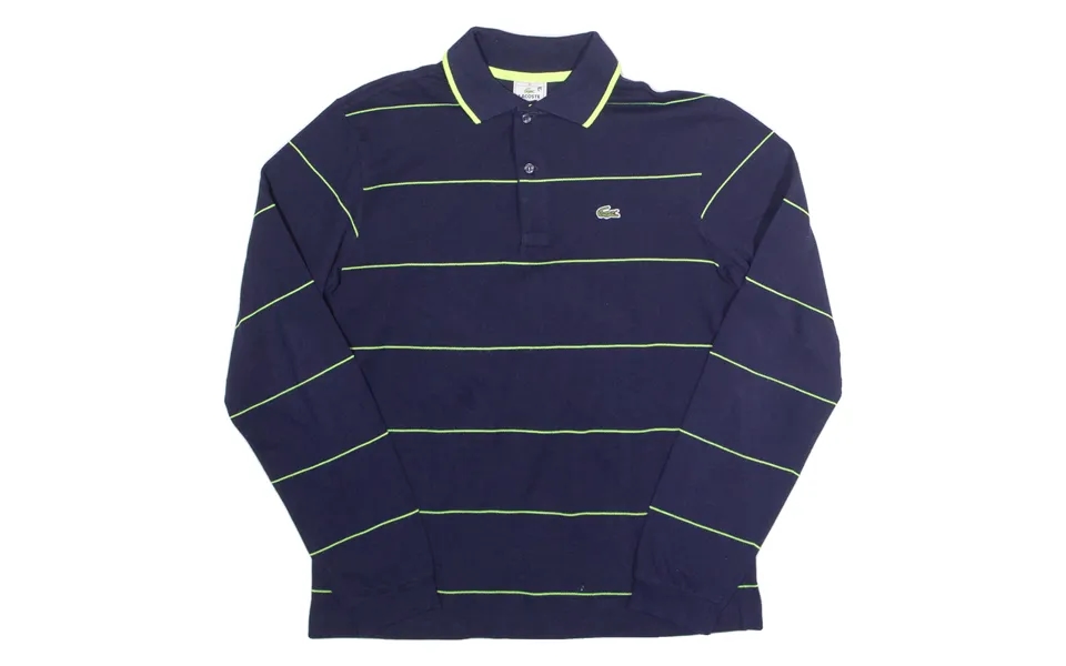 Lacoste Boys Polo Shirt Blue Striped Long Sleeve 16y