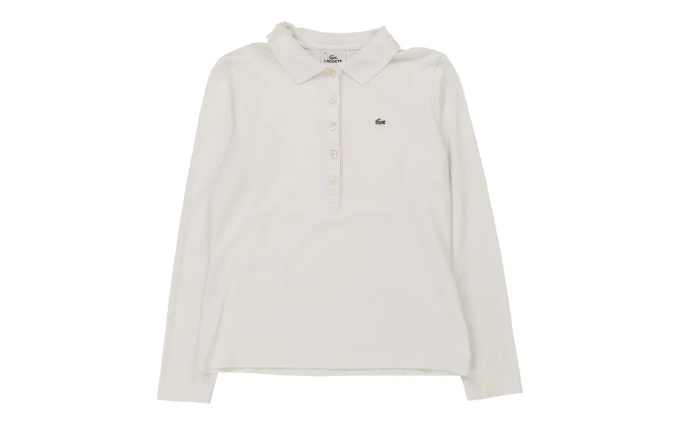 Lacoste Long Sleeve Polo Shirt - Small White Cotton Blend