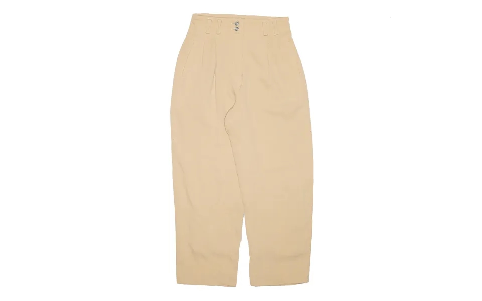 Lapine Blanche Pleated Beige Relaxed Straight Trousers Womens W26 L25