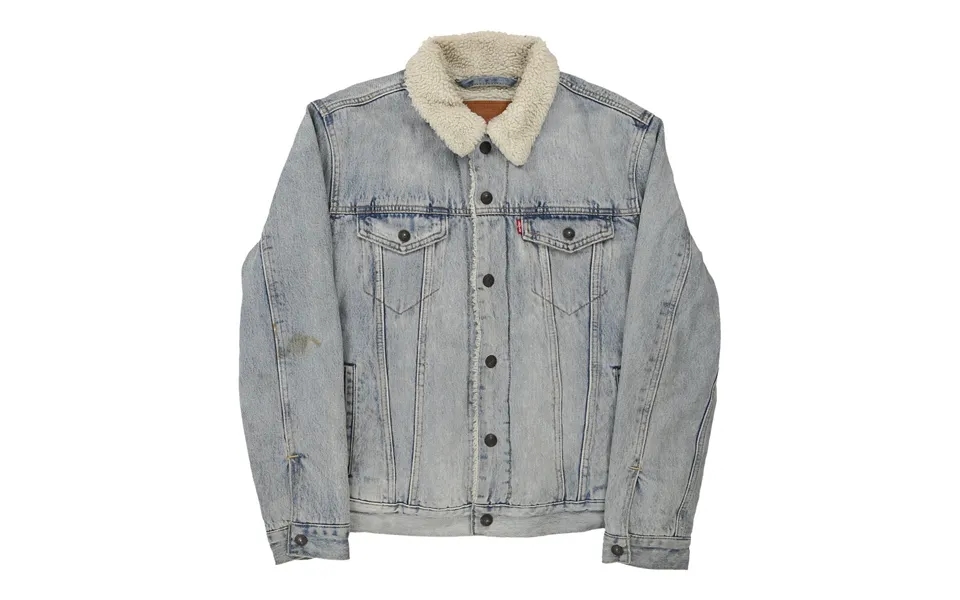 Levis Denim Jacket - Medium Light Wash Cotton Blend Size Medium