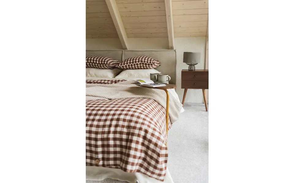 Linen Duvet Cover In Mocha Gingham Size Eu King Ikea